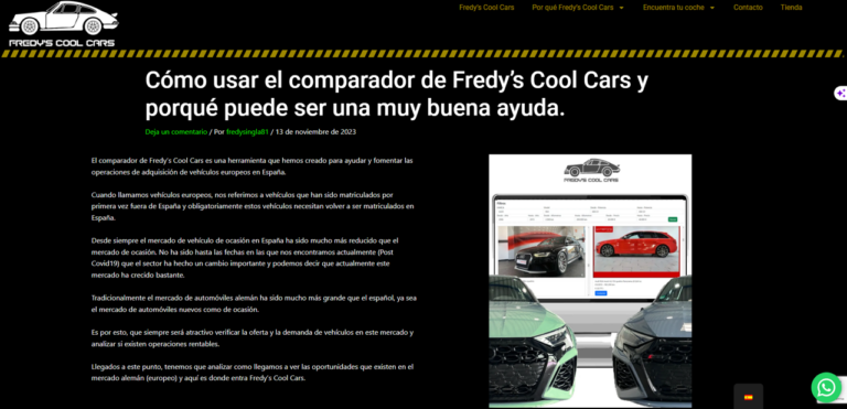 Cómo usar el comparador de Fredy’s Cool Cars y porqué  puede ser una muy buena ayuda.