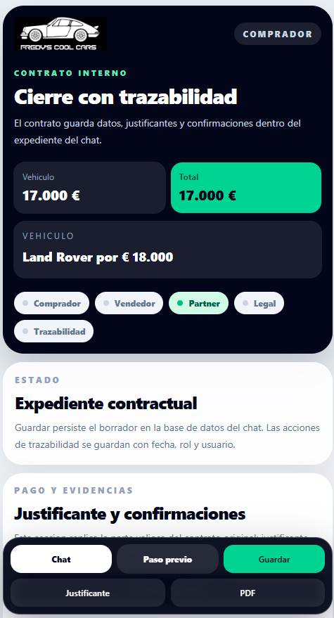 Pantalla de cierre contractual
