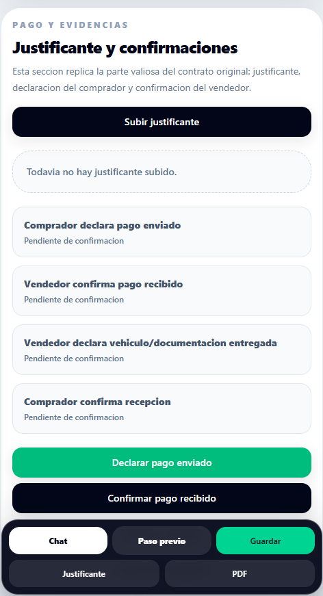 Justificantes y confirmaciones del contrato